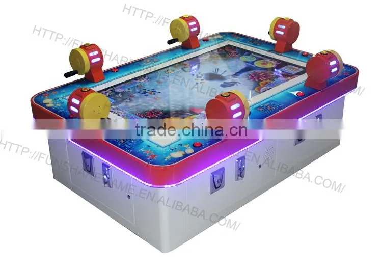 Funshare 6 players coin operated arcade fishing game machine fish hunter with rocker bar
