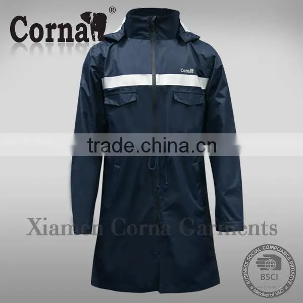 Alibaba china supplier OEM windproof breathable long raincoat long parka mens