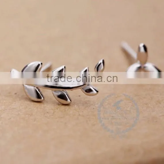 925 sterling solid silver leaf branch earring stud fashion women earring DIY jewelry 6730605