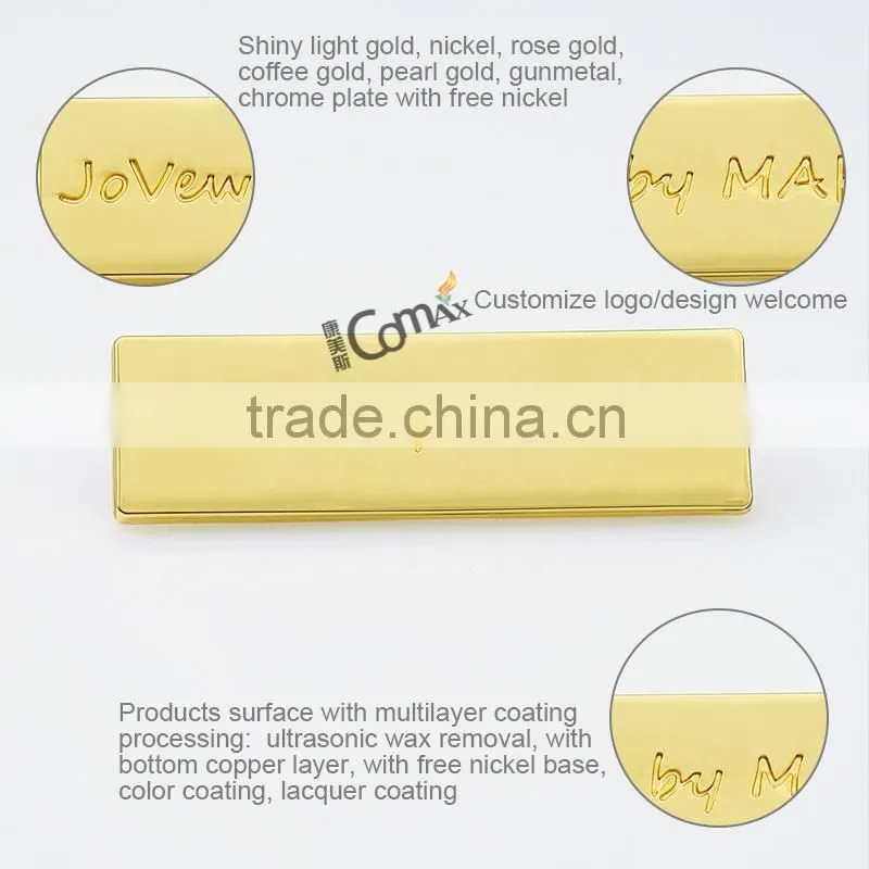 Rectangle Engraved Logo Gold Custom Metal Bag Label