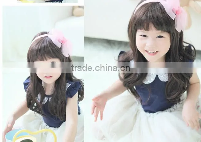 Wholesale Cheap Kids Synthetic Hair Wigs sweety little girl wavy wigs with 2 colors