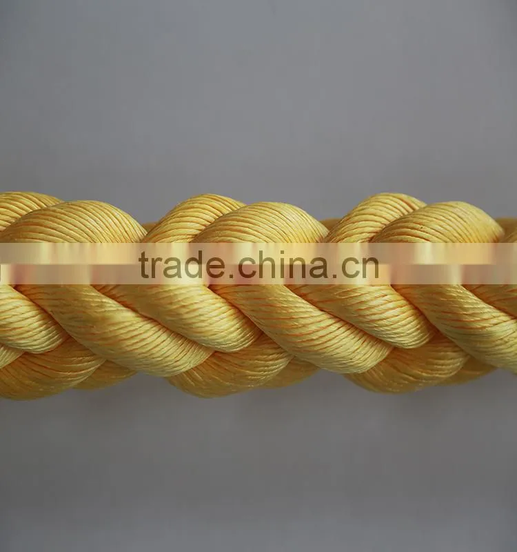 yellow 40mm 8 strand polypropylene rope