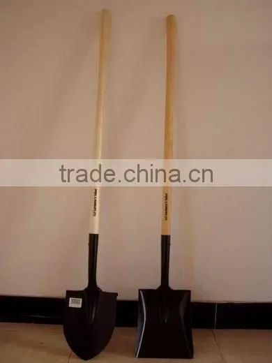 square point shovel with D wood handle