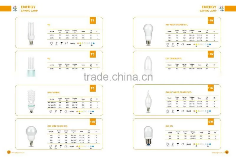 C37 350lm 7w E14 chandelier fluorescent decoration lamp