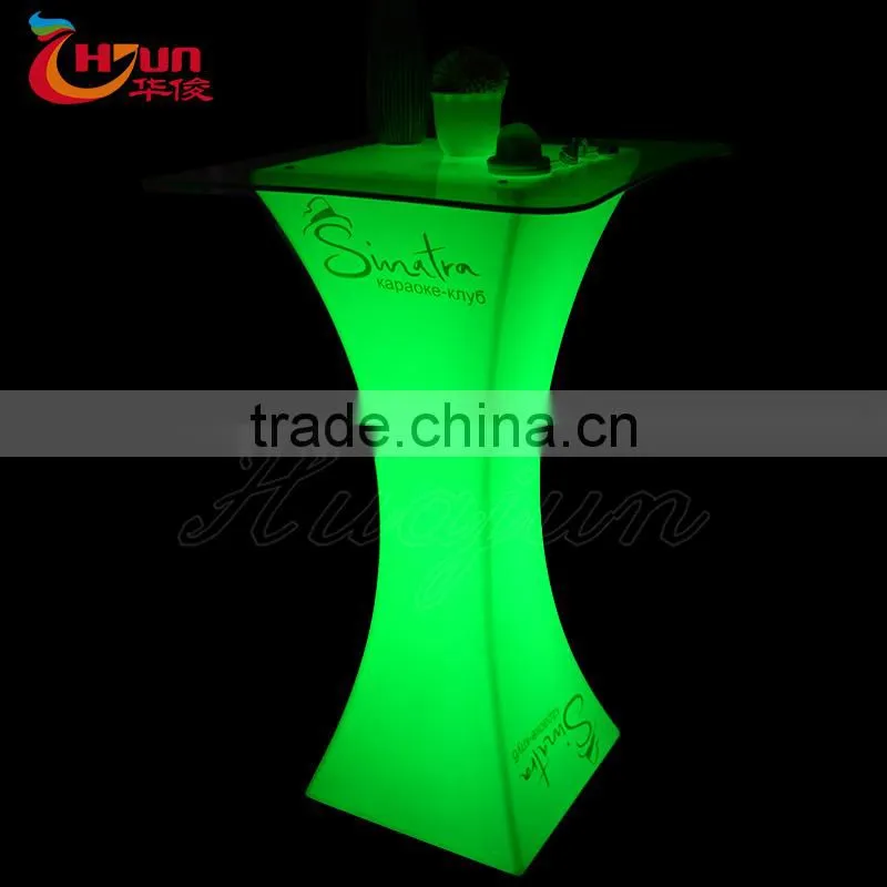 Commercial bar furniture rechargable battery color changing led bar table