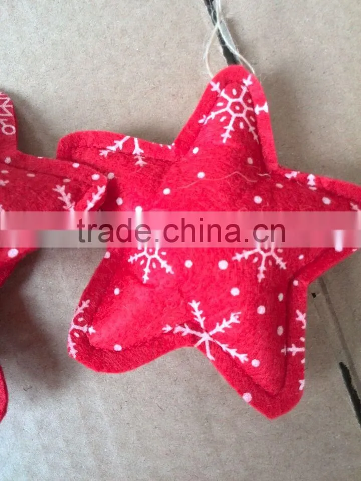 Mini Tree Ornaments Red Star With Snowflake Pattern