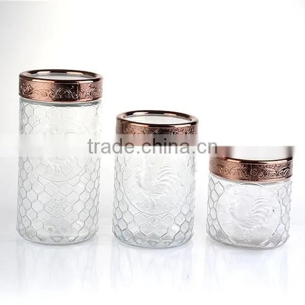hot sale cheap glass large 3000ml honey food storage jars empty preserving jar