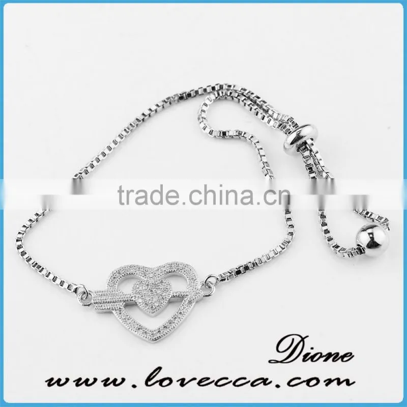 European style silver adjustable micro pave bracelet