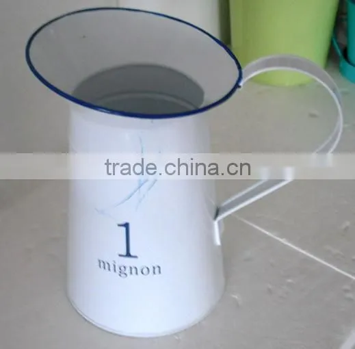 tin pitcher in white