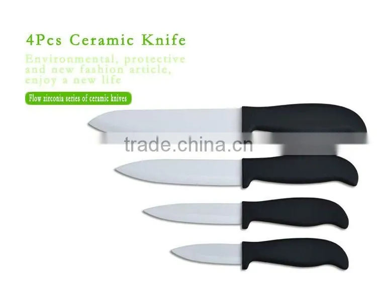 4 Pieces PP+TPR Soft Touch Handle Zirconia Ceramic Knife