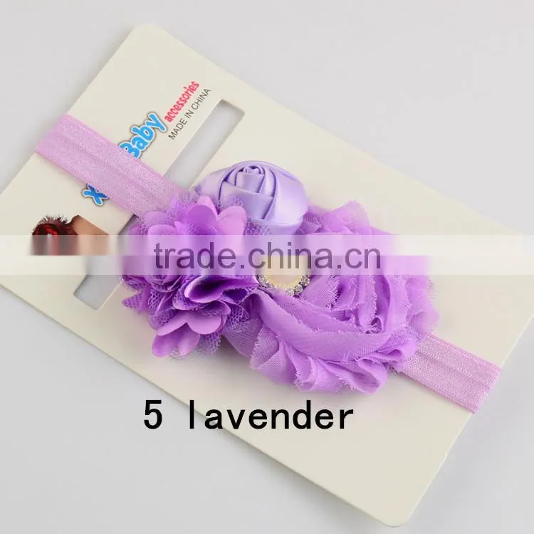 Most Hot Baby Hairband Flower Handwear Kids Girls Flower Ribbon Baby Elastic Headband For Kids