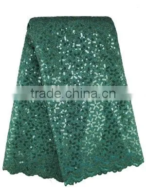 2015 product pearl beads embroidery design african double organza lace fabric organza women lace fabric army green for party