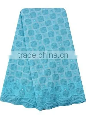 Cheap price hign quality square style cotton swiss voile lace with stones for clothes SL0408
