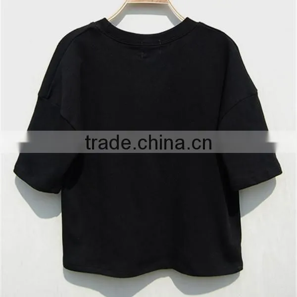 short sleeves lovely white crop top lady blouse