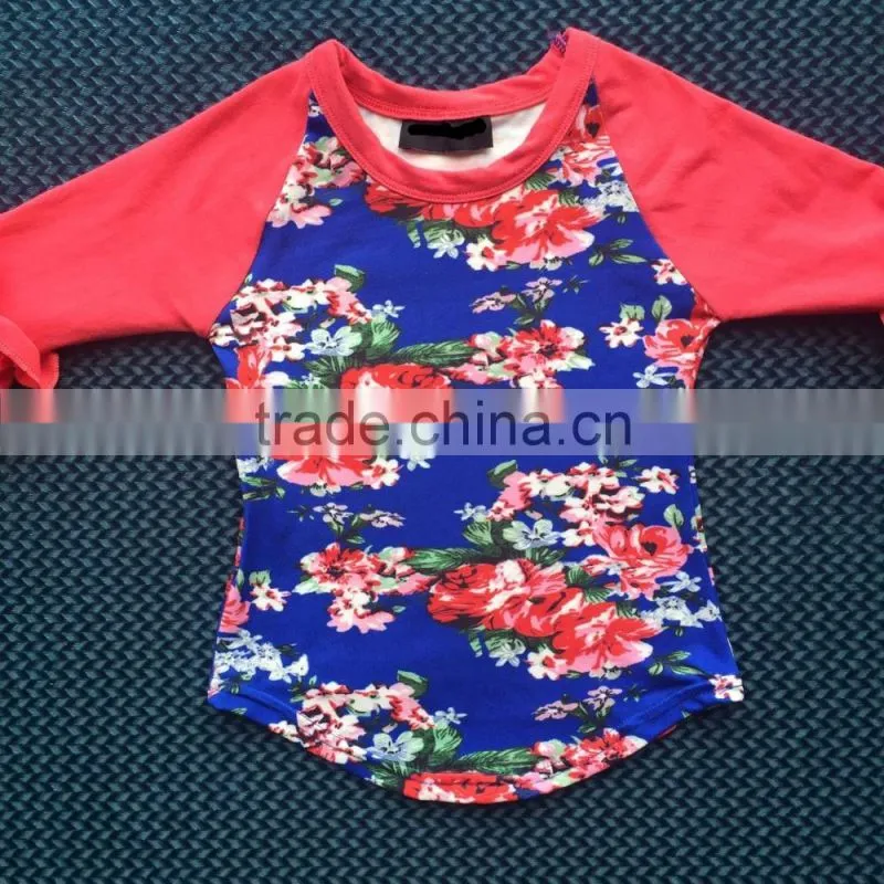 women fall clothings , women shirt , women floral raglan YW-00379
