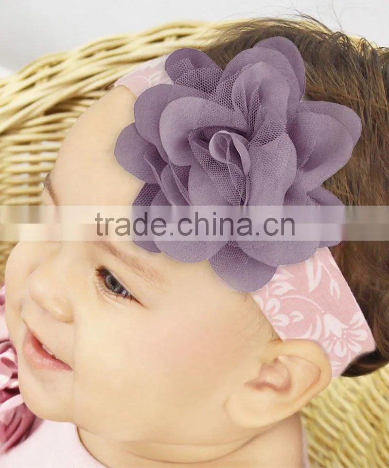 New Infant Headband With Big Flower Fancy c Cotton Kids Headbands HA90421-37