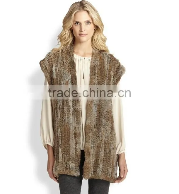 Made in China YR679 Hot Selling Women Winter Rabbit Vest/New Style Fashion Fur Vest
