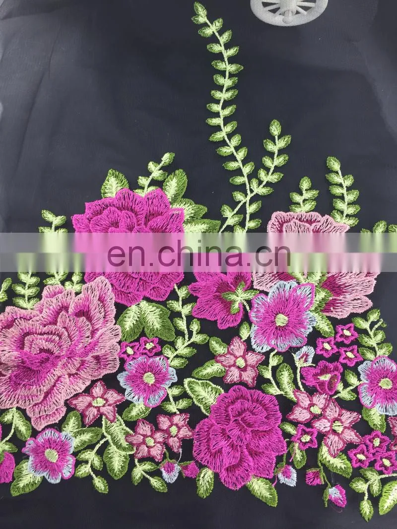 2017 fashion 3D colorful butterfly embroidry lace fabric factory
