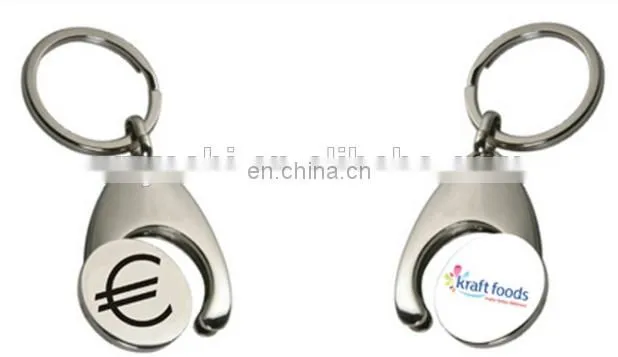 Custom Shopping Cart Coin Keychain 1Euro Coin Keychain Trolley Coin Key Ring