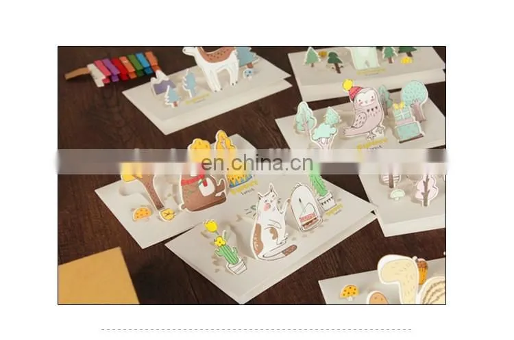 cartoon lion greeting cards with envelopes Thankgiving 3d greeting card for kids
