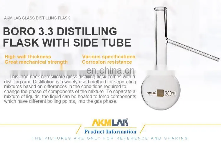 AKM LAB Boro 3.3 Glass Distilling Engler Flask With Side Tube