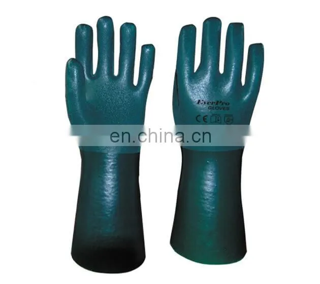 PVC Red Gauntlet Cuff Liquid And Chemical Resistant Heavy Duty Work Work Gloves w