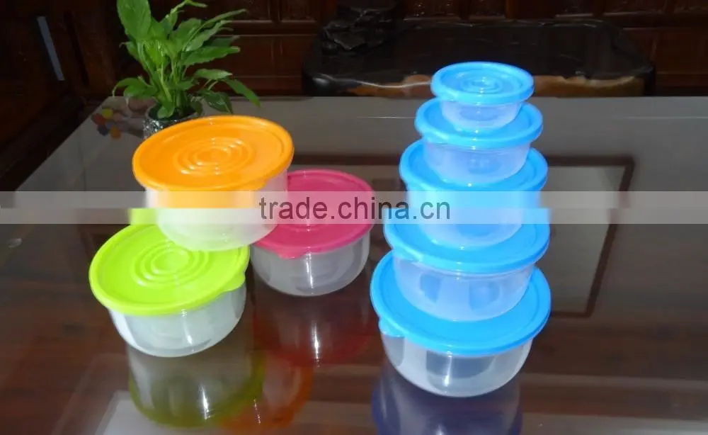 Popular 5 pcs set round plastic food storage container