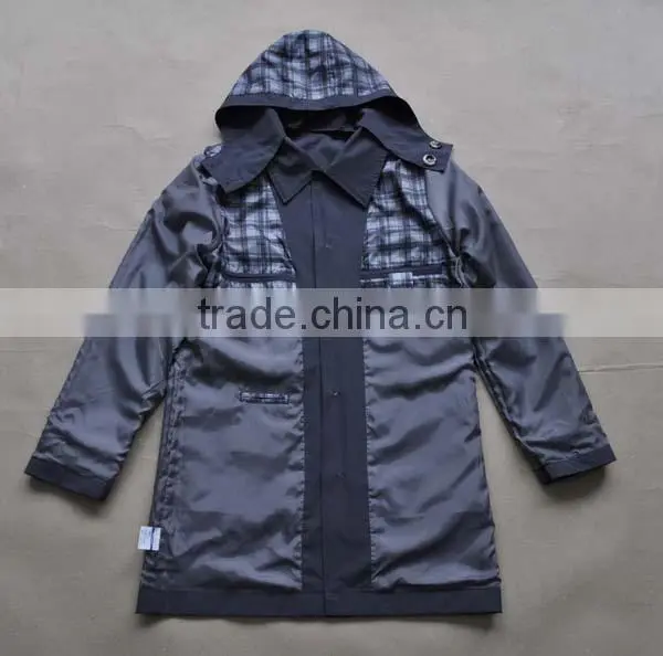 Garment factory polyester men trench coat long