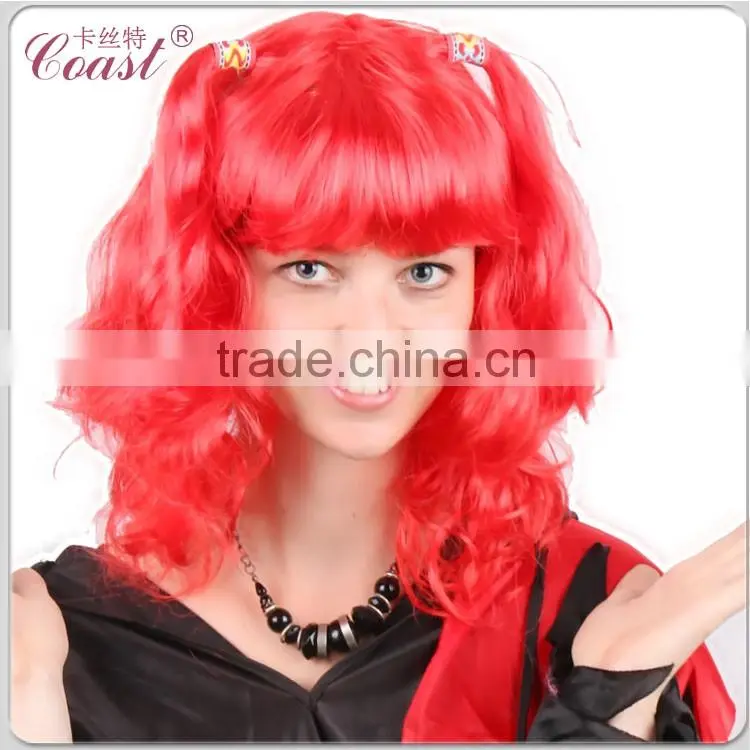 fashion curly synthetic red weave hair