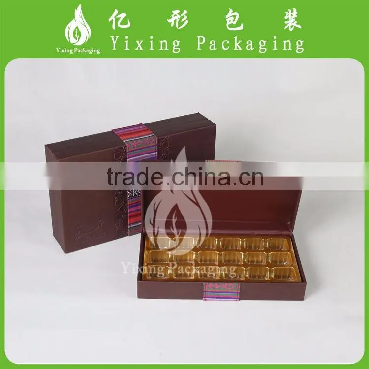 hinged brown luxurious leather chocolate boxes