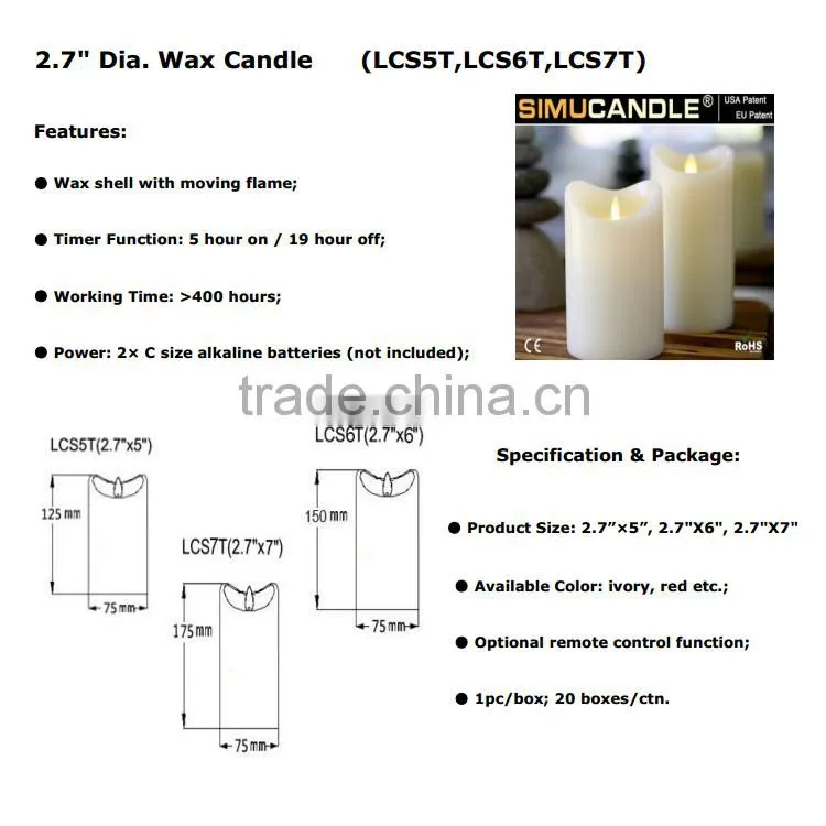 Flameless Wax LED Candle Light with USA, EU patent!