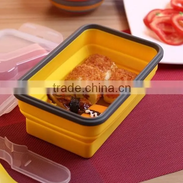 SILICONE FOLADING LUNCH BOX WITH SPOON/CHOPSTICKS(1000ML)