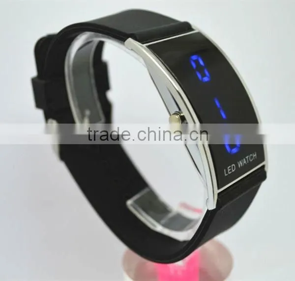 LED silicone watch for man with colorful silicone strap,red or blue led lights