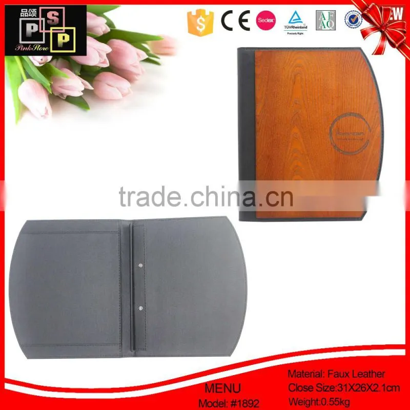 Circular Arc Shaped Restaurant Luxury Custom Leather Menu Cover
