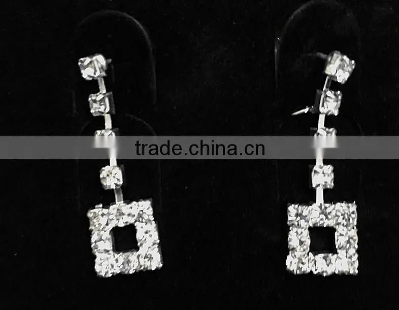 2016 Luxury Wholese Silver Chain Designs Crystal Necklace Earring Set For Ladies