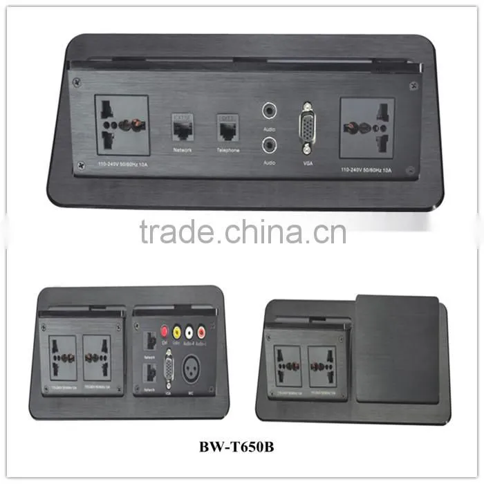 Aluminum Electric Power Pop Up Table Top Power Outlet USB