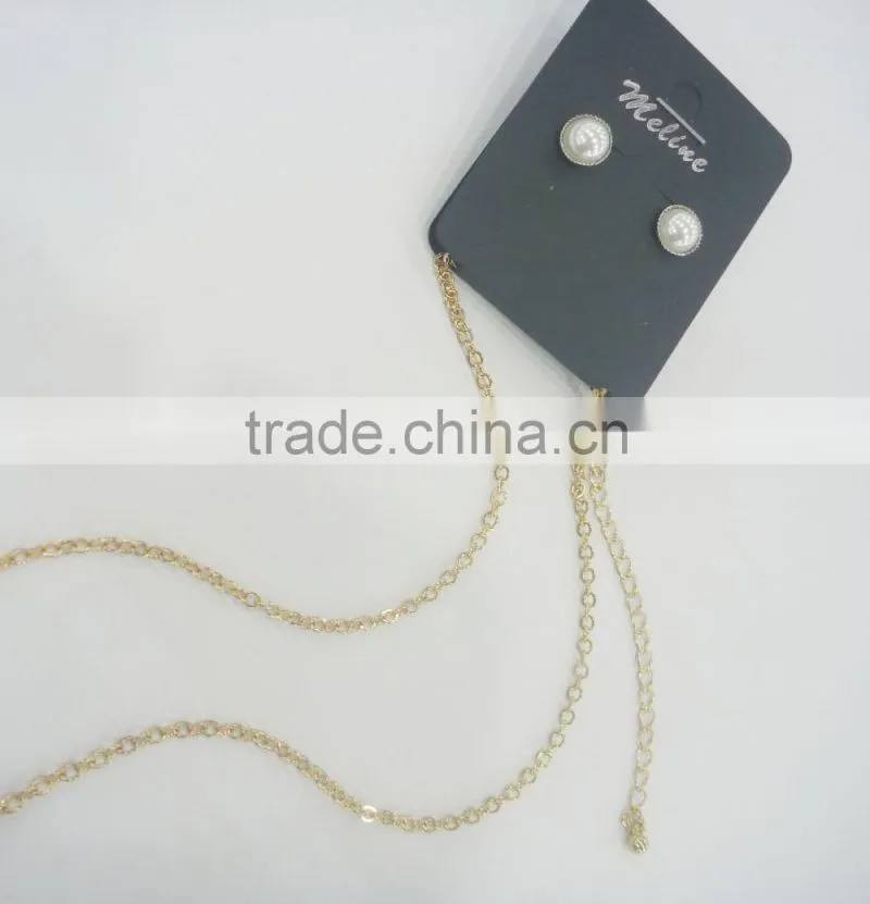 FASHION BIG PEARLS BEADS PENDANT CHAIN TASSEL NECKLACE EARRING SET