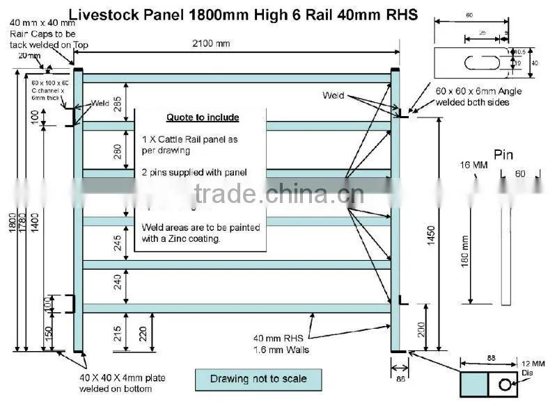 High quality galvanized cattle panel gate in store