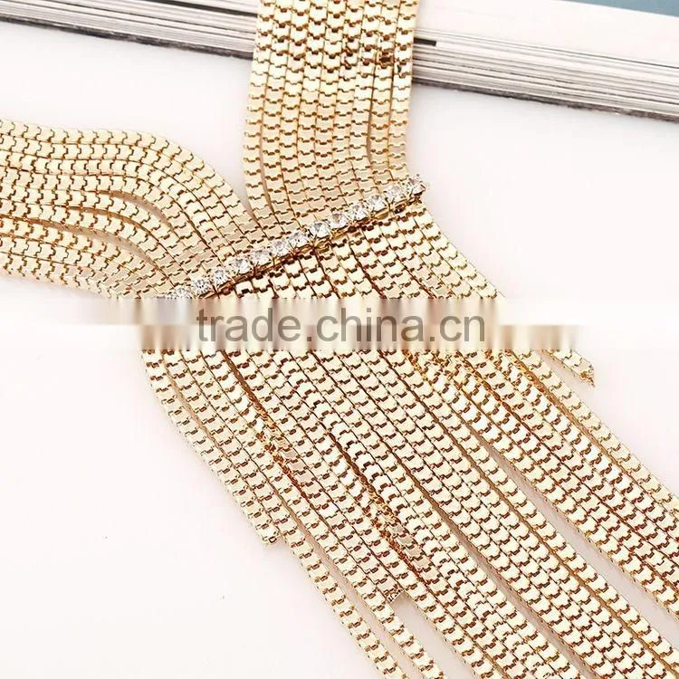 2016 New Design Luxury Statement Fashion Tassel Alloy Necklace For Women Collar