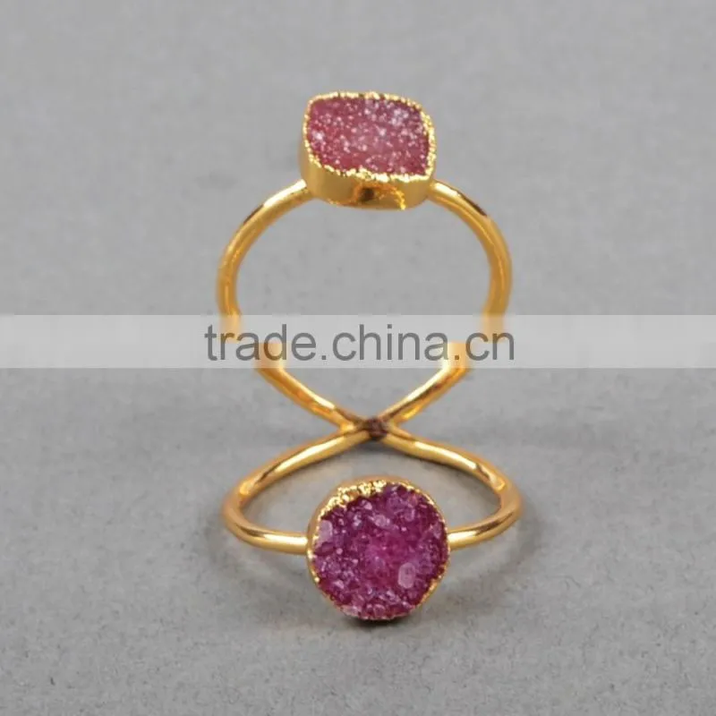 Full finger authentic druzy ring