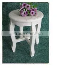 Vintage White Slats Wooden Small Folding Stool