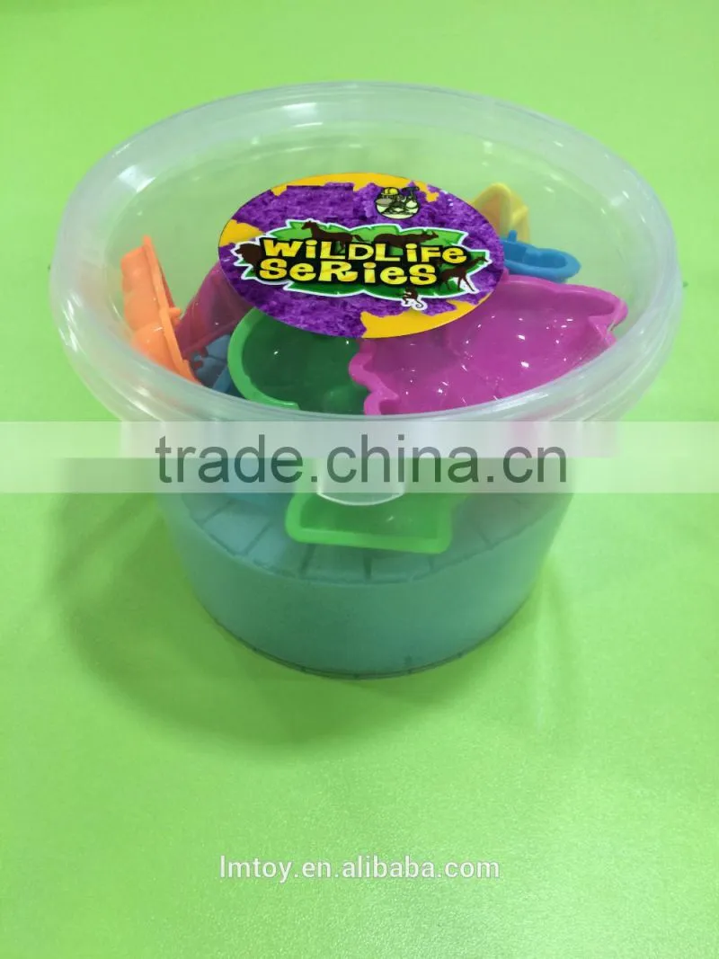 Kid play dynamic sand ,many colorful Martian moving sand in Bucket packing