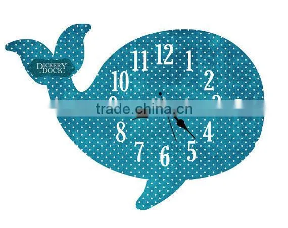 2015 Newest whale style wooden wall clock