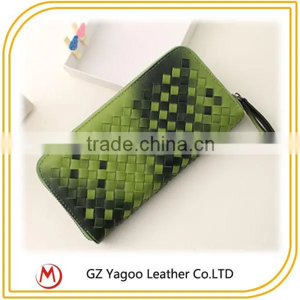 2015 Most Fashion weave calf leather / pu leather wallet