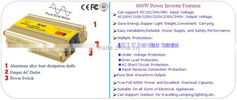Hot sell Meind 600W True Pure Sine Wave Inverter