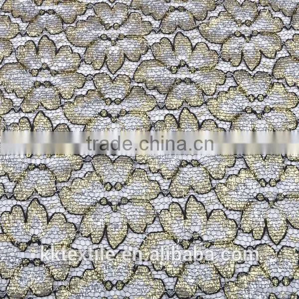 25% cotton 45% nylon 15%gold thread 15% silver thread high quality trimming lace #12112