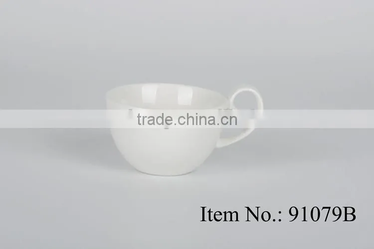 delicate fine porcelain coffee cup with saucer