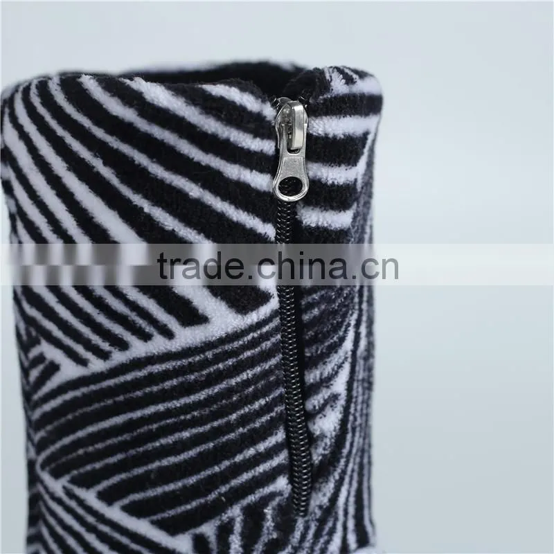 Ladies coral fleece slipper boots with zipper