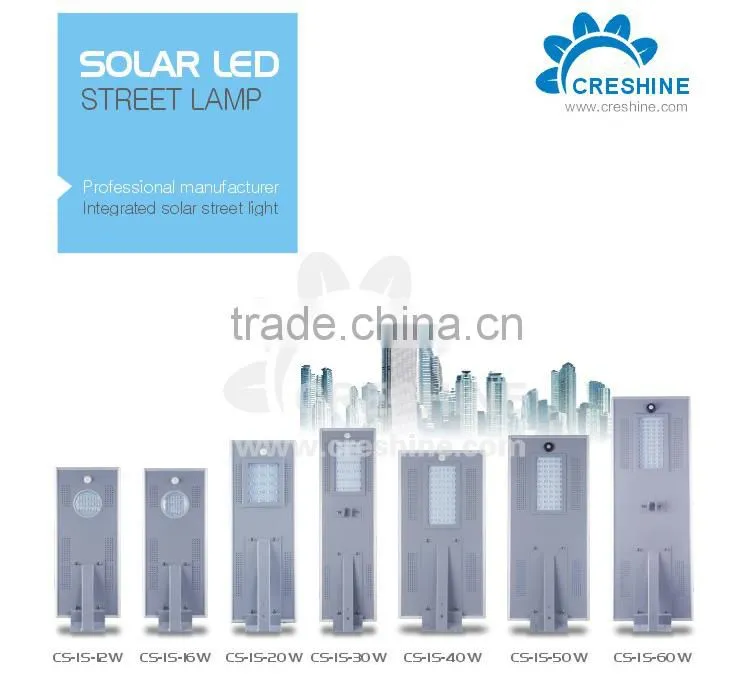 Development Trend Photocell Energy Saving 60W Smart LED Solar Street Lamp All in One with Battery and Controller for 2 Years