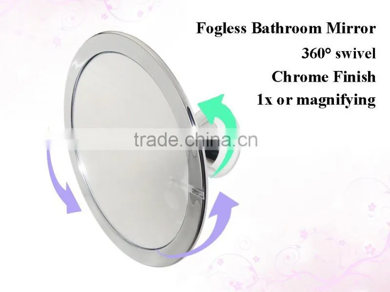 Transparent wall mounted makeup mirror, No Fog Wall mounted makeup mirror with swivel suction cup